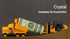  Presentation with dump truck - Slides with dump truck carrying dollar money background and a dark gray colored foreground
