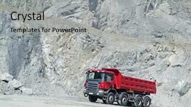  Presentation with dump truck - Amazing PPT theme having dump truck in a quarry backdrop and a light gray colored foreground