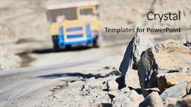  Presentation with ore - Audience pleasing PPT theme consisting of dump truck transporting granite rock backdrop and a  colored foreground