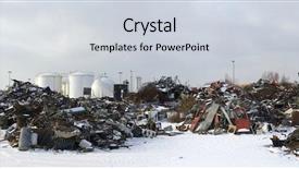  Presentation with metal recycling - Presentation theme having dump yard - scrap metal and household waste background and a lemonade colored foreground