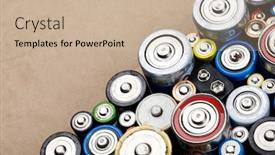  Presentation with environmental issues - Presentation theme having dumped-used-batteries-of-various background and a soft green colored foreground