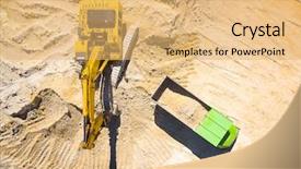 Presentation with heavy industry - Slide deck with excavator loading a truck background and a yellow colored foreground