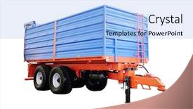  Presentation with agricultural - Presentation theme enhanced with agricultural trailer isolated background and a light blue colored foreground