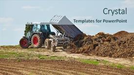  Presentation with old man and his music - Slide set enhanced with dumping manure from a trailer background and a sky blue colored foreground