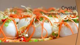  Presentation with dumpling - Cool new theme with dumpling filled with mung bean backdrop and a coral colored foreground