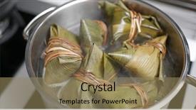  Presentation with dumpling - Colorful presentation theme enhanced with dumplings - cook sticky rice dumpling backdrop and a coral colored foreground