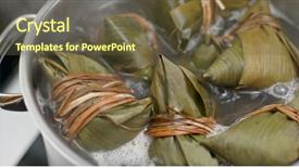  Presentation with dumpling - Slide set having dumplings - cook sticky rice dumpling background and a tawny brown colored foreground