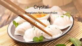  Presentation with dumpling - Colorful presentation enhanced with dumplings - dumpling and sauce backdrop and a coral colored foreground