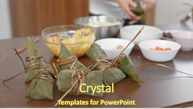  Presentation with dumpling - Slides enhanced with dumplings - making process of rice dumpling background and a tawny brown colored foreground