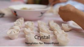  Presentation with lunar new year - Presentation design having dumplings at home for lunar background and a  colored foreground