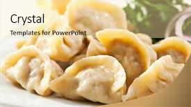  Presentation with butter - Slide set having dumplings bowl with onion background and a blonde colored foreground