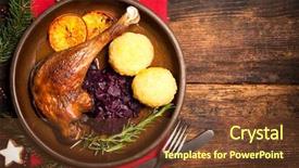  Presentation with feast - Amazing slide set having dumplings cooking at christmas backdrop and a tawny brown colored foreground