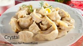  Presentation with butter - Cool new PPT layouts with dumplings garnished withsour cream butter backdrop and a coral colored foreground