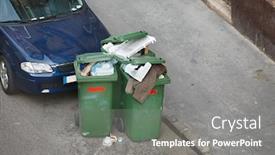  Presentation with garbage - PPT theme consisting of dumpster being full with garbage background and a gray colored foreground