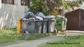  Presentation with garbage - Audience pleasing slide set consisting of dumpster-being-full-with-garbage backdrop and a seafoam green colored foreground