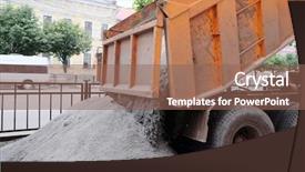  Presentation with dump truck - Cool new slide set with dumptruck - dump truck pours out cement backdrop and a violet colored foreground