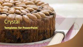  Presentation with cake - PPT theme consisting of dundee-cake-on-a-plate background and a tawny brown colored foreground
