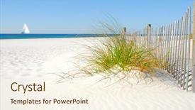  Presentation with sailboat - PPT layouts featuring dune fence by sea grass background and a cream colored foreground