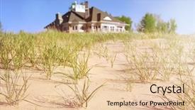  Presentation with house - Slide set enhanced with dune grasses with beach house background and a lemonade colored foreground