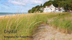  Presentation with vacation - Amazing theme having dune grasses with vacation homes backdrop and a gold colored foreground