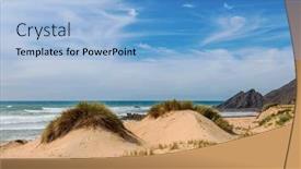  Presentation with sea - Presentation having dunes-and-sea-landscape background and a light blue colored foreground