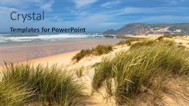  Presentation with sea - PPT theme featuring dunes-and-sea-landscape background and a light blue colored foreground