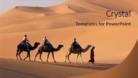  Presentation with camel caravan - Amazing presentation theme having dunes in the sahara desert backdrop and a coral colored foreground