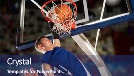  Presentation with basketball - Theme consisting of dunk - basketball player in action background and a navy blue colored foreground