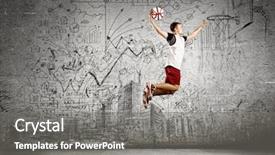  Presentation with professional tennis player athlete man - Audience pleasing presentation theme consisting of dunk - young man basketball player throwing backdrop and a gray colored foreground