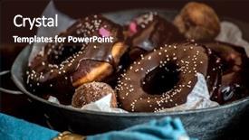  Presentation with donuts - Theme having dunkin - tasty donuts background and a wine colored foreground