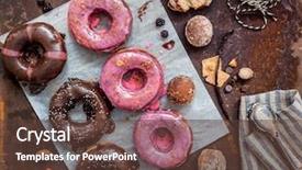  Presentation with donuts - Slide set enhanced with dunkin - tasty donuts background and a tawny brown colored foreground