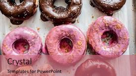  Presentation with donuts - Presentation theme consisting of dunkin - tasty donuts background and a coral colored foreground