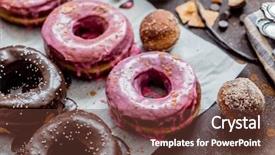  Presentation with donuts - Theme having dunkin - tasty donuts background and a tawny brown colored foreground