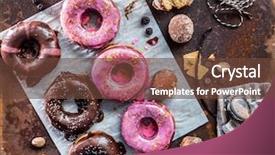  Presentation with donuts - Beautiful PPT theme featuring dunkin - tasty donuts backdrop and a tawny brown colored foreground