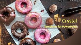  Presentation with donuts - Audience pleasing presentation theme consisting of dunkin - tasty donuts backdrop and a tawny brown colored foreground
