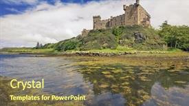  Presentation with candy castle - Audience pleasing PPT theme consisting of dunvegan castle on the isle backdrop and a tawny brown colored foreground