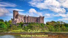  Presentation with castle - PPT theme consisting of dunvegan-castle-on-the-isle background and a tawny brown colored foreground