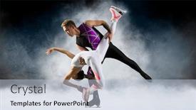  Presentation with duo - PPT theme consisting of duo-figure-skating-in-action background and a light blue colored foreground