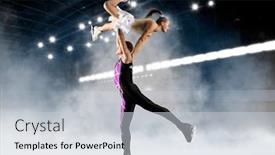 Presentation with duo - Audience pleasing PPT theme consisting of duo-figure-skating-in-action backdrop and a light gray colored foreground