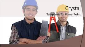  Presentation with duo - Cool new PPT layouts with duo of craftsmen holding tools backdrop and a lemonade colored foreground