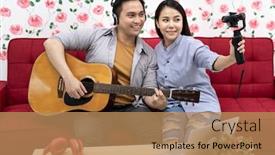  Presentation with duo - Slide set consisting of duo-singer-do-vlog-live background and a coral colored foreground