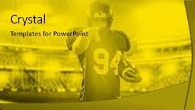  Presentation with american football - Audience pleasing slides consisting of duo toned american football player backdrop and a gold colored foreground