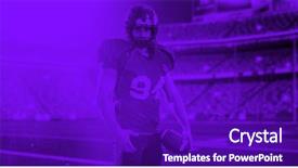  Presentation with football lights - Amazing PPT layouts having duo toned american football player backdrop and a violet colored foreground