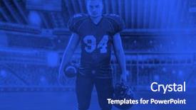  Presentation with football lights - Audience pleasing presentation theme consisting of duo toned american football player backdrop and a navy blue colored foreground