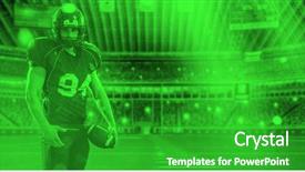  Presentation with football lights - PPT theme featuring duo toned american football player background and a shamrock green colored foreground