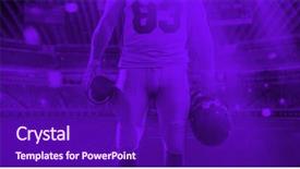  Presentation with american football - Amazing slide deck having duo toned american football player backdrop and a violet colored foreground