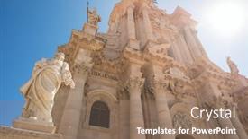  Presentation with italy - Beautiful slide set featuring duomo-cathedral-of-ortigia backdrop and a violet colored foreground