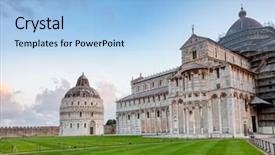  Presentation with miracles - Amazing slide deck having duomo cathedral square with pisa backdrop and a light blue colored foreground