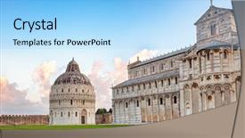 Presentation with miracles - Amazing PPT theme having duomo cathedral square with pisa backdrop and a light blue colored foreground