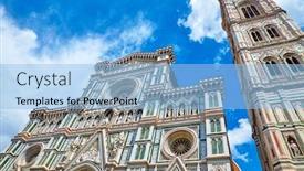  Presentation with sunny sky - Beautiful presentation theme featuring duomo-santa-maria-del-fiore backdrop and a light blue colored foreground
